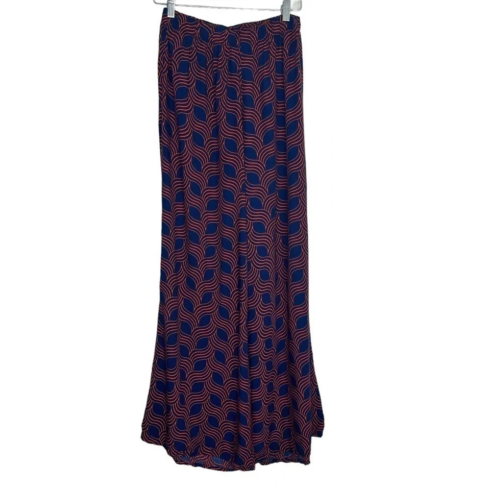 ESCAPADA Living navy & Red Geometric Wide Leg Palazzo Pants Size Small